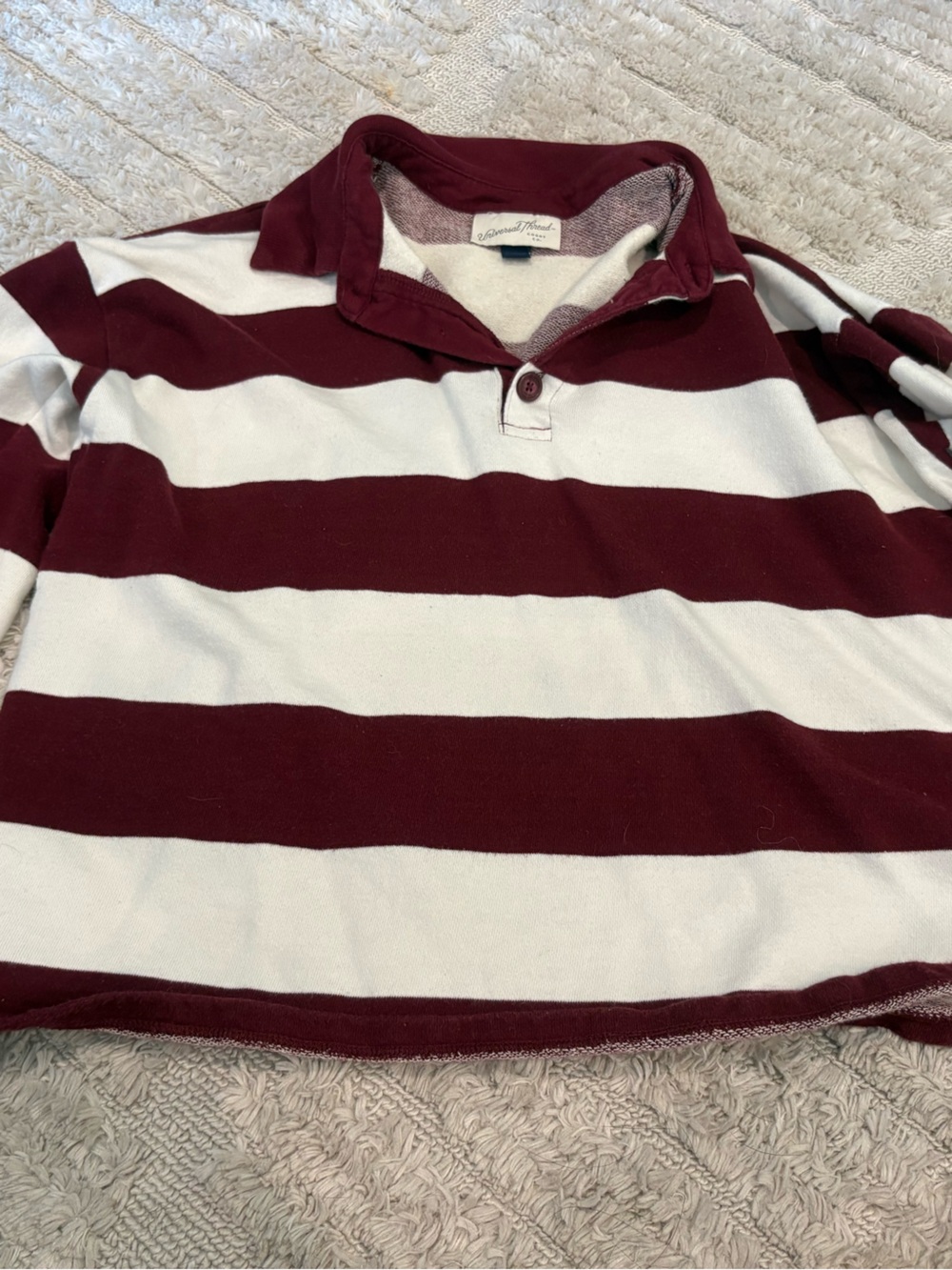 Universal Thread women’s Rugby Polo - Burgundy & White Stripes